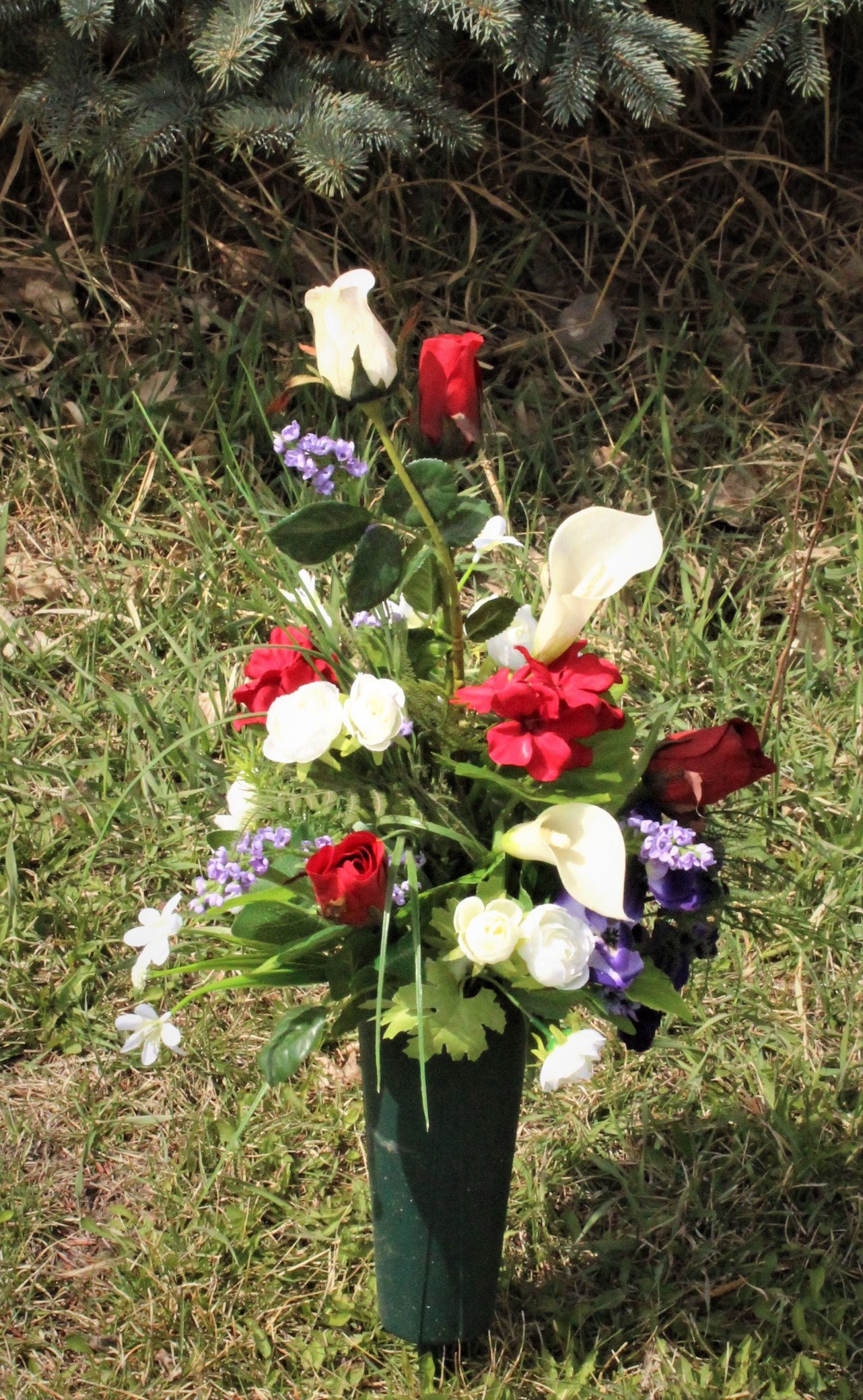 Silk and Fresh Cemetery Flowers